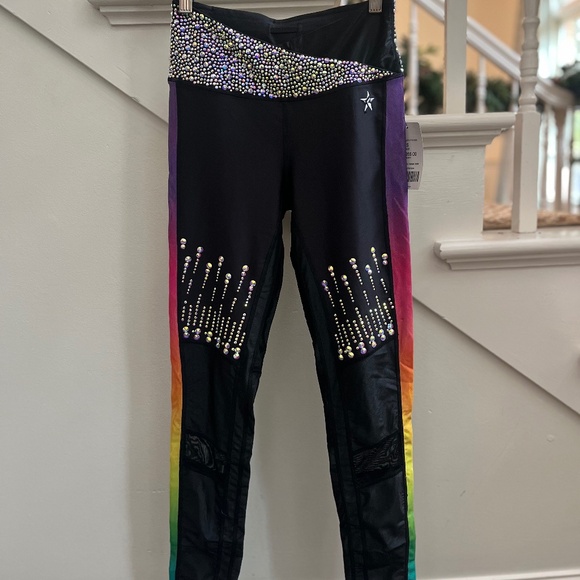 Rebel Athletic Rainbow/Multi-Colored Criss Cross Leggings - Picture 2 of 3